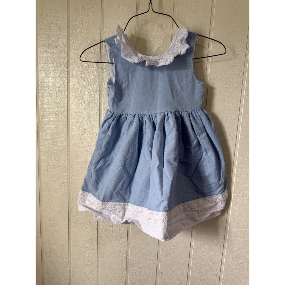 Catherine Malandrino Girls Light Blue Ruffle Lace Bow Back Dress Size 4